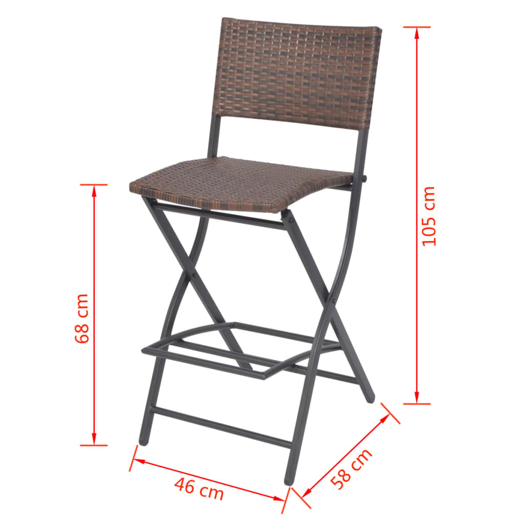 -Delige Tuinset Inklapbaar Staal Poly Rattan