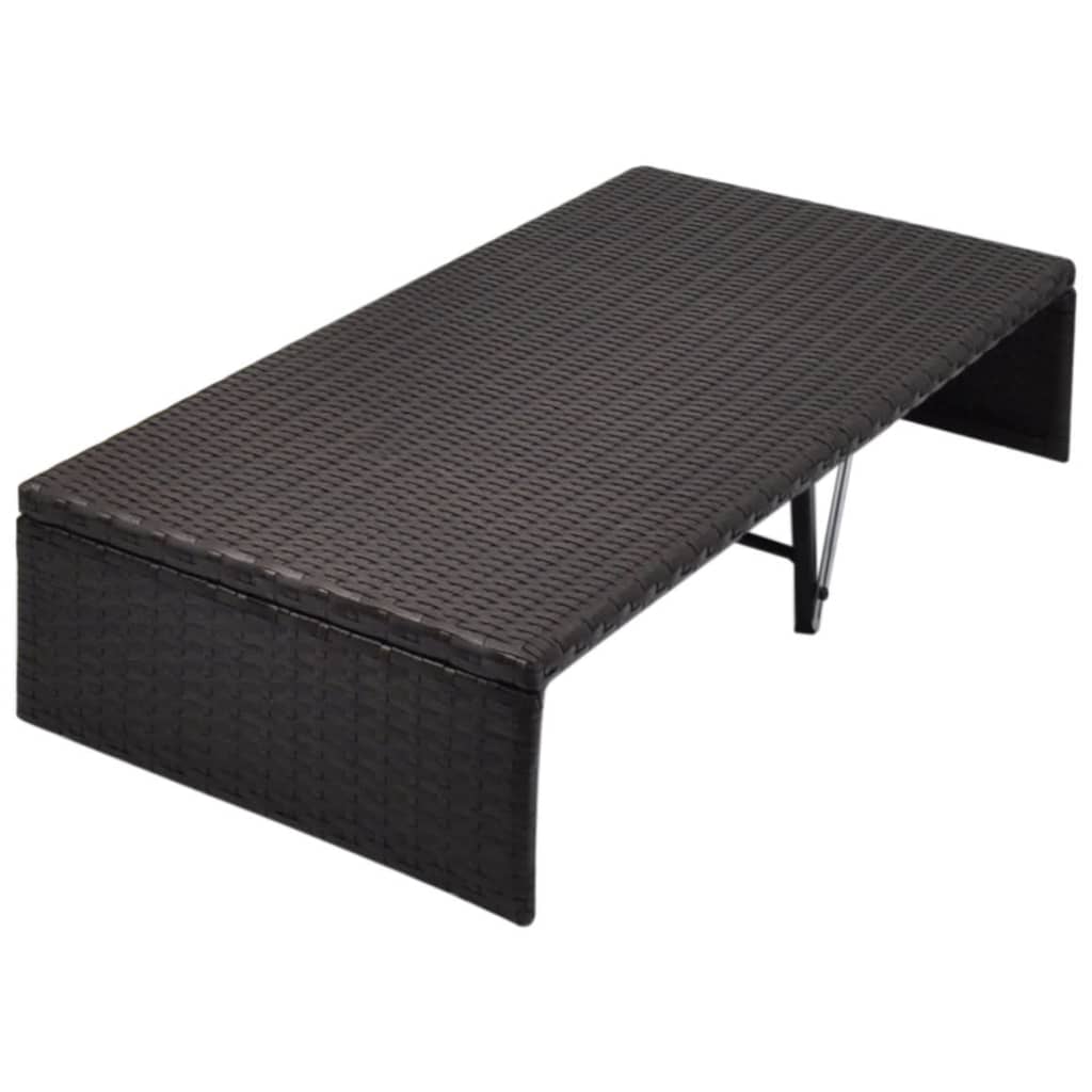 Tuinbed Met Luifel 190X130 Cm Poly Rattan