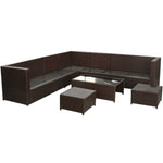 -Delige Loungeset Met Kussens Poly Rattan