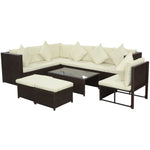 -Delige Loungeset Met Kussens Poly Rattan