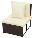 -Delige Loungeset Met Kussens Poly Rattan