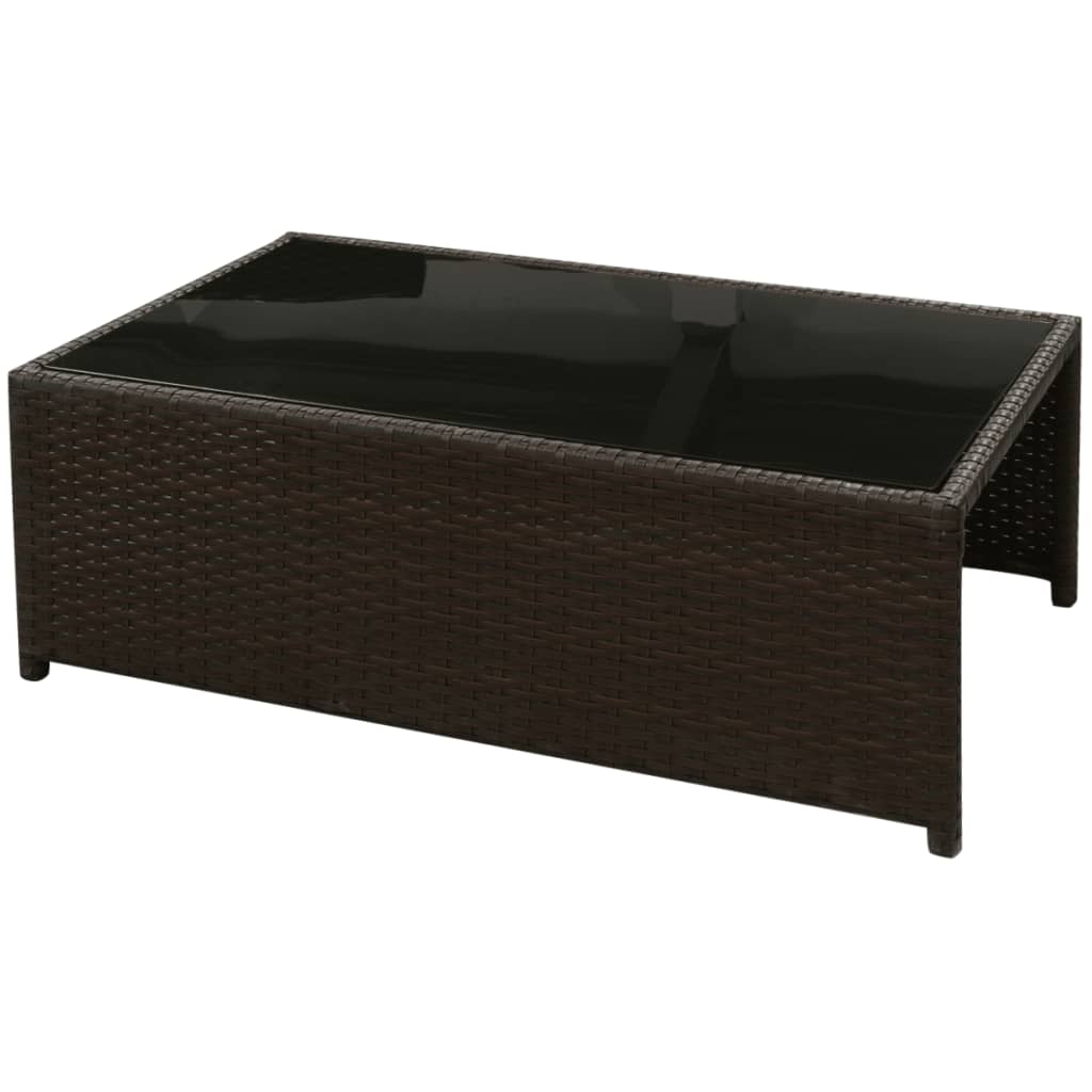 -Delige Loungeset Met Kussens Poly Rattan