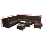 -Delige Loungeset Met Kussens Poly Rattan