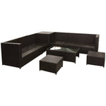 -Delige Loungeset Met Kussens Poly Rattan