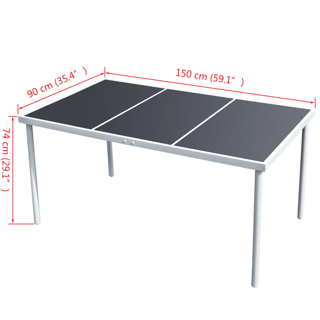 Tuintafel 50X90X74 Cm Staal Zwart