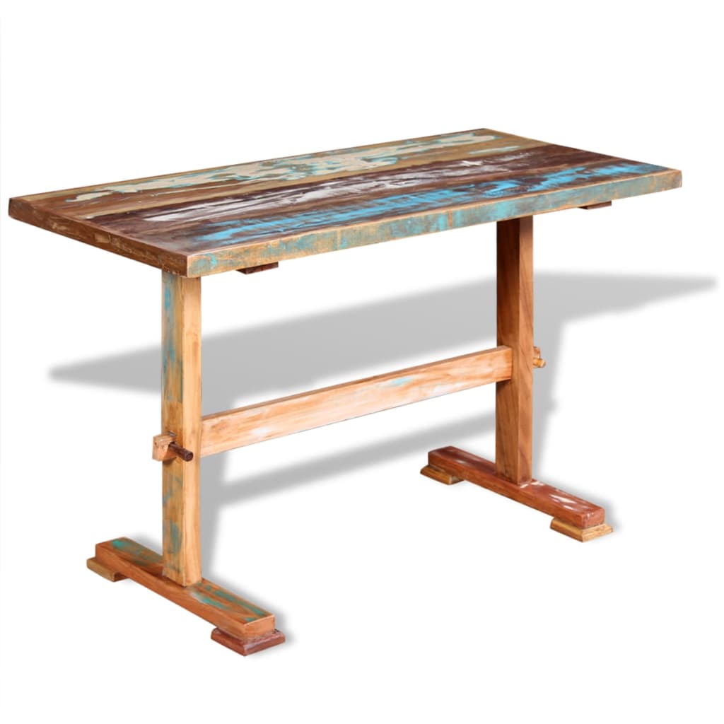 Eettafel Op Voet Massief Gerecycled Hout