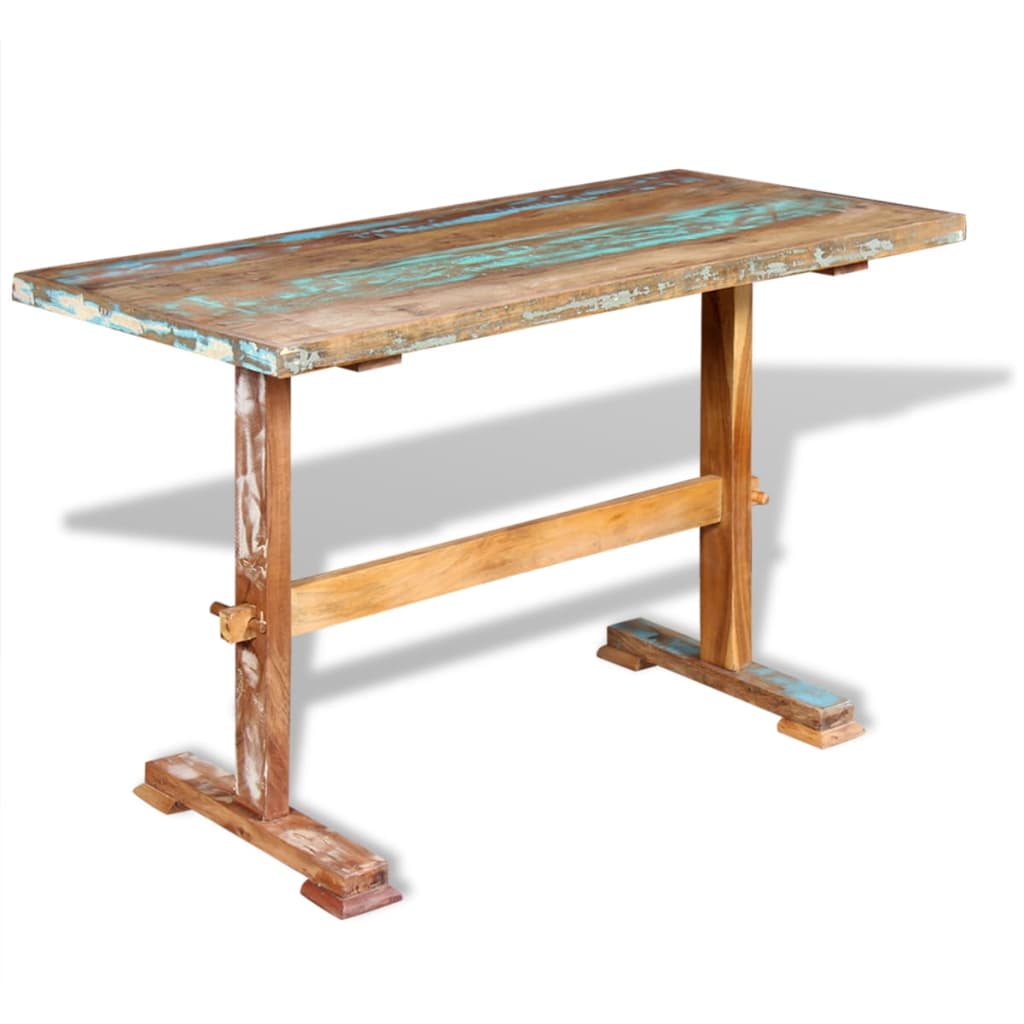 Eettafel Op Voet Massief Gerecycled Hout