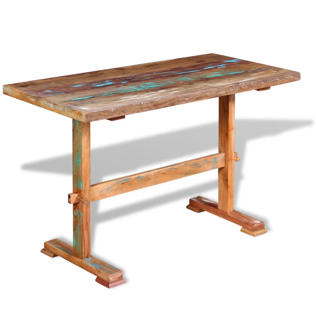 Eettafel Op Voet Massief Gerecycled Hout