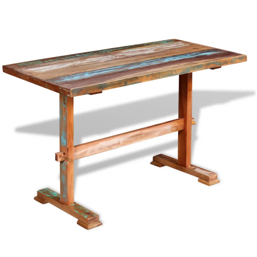 Eettafel Op Voet Massief Gerecycled Hout