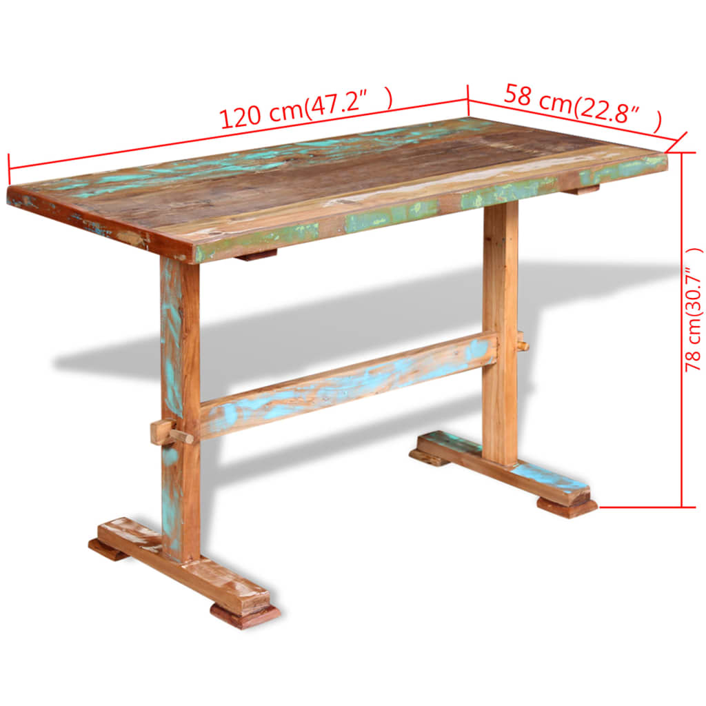 Eettafel Op Voet Massief Gerecycled Hout