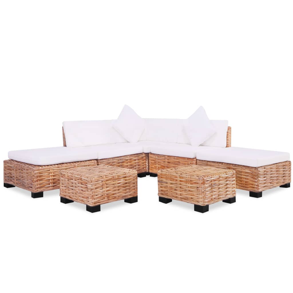 Loungeset Natuurlijk Rattan 18-Delig