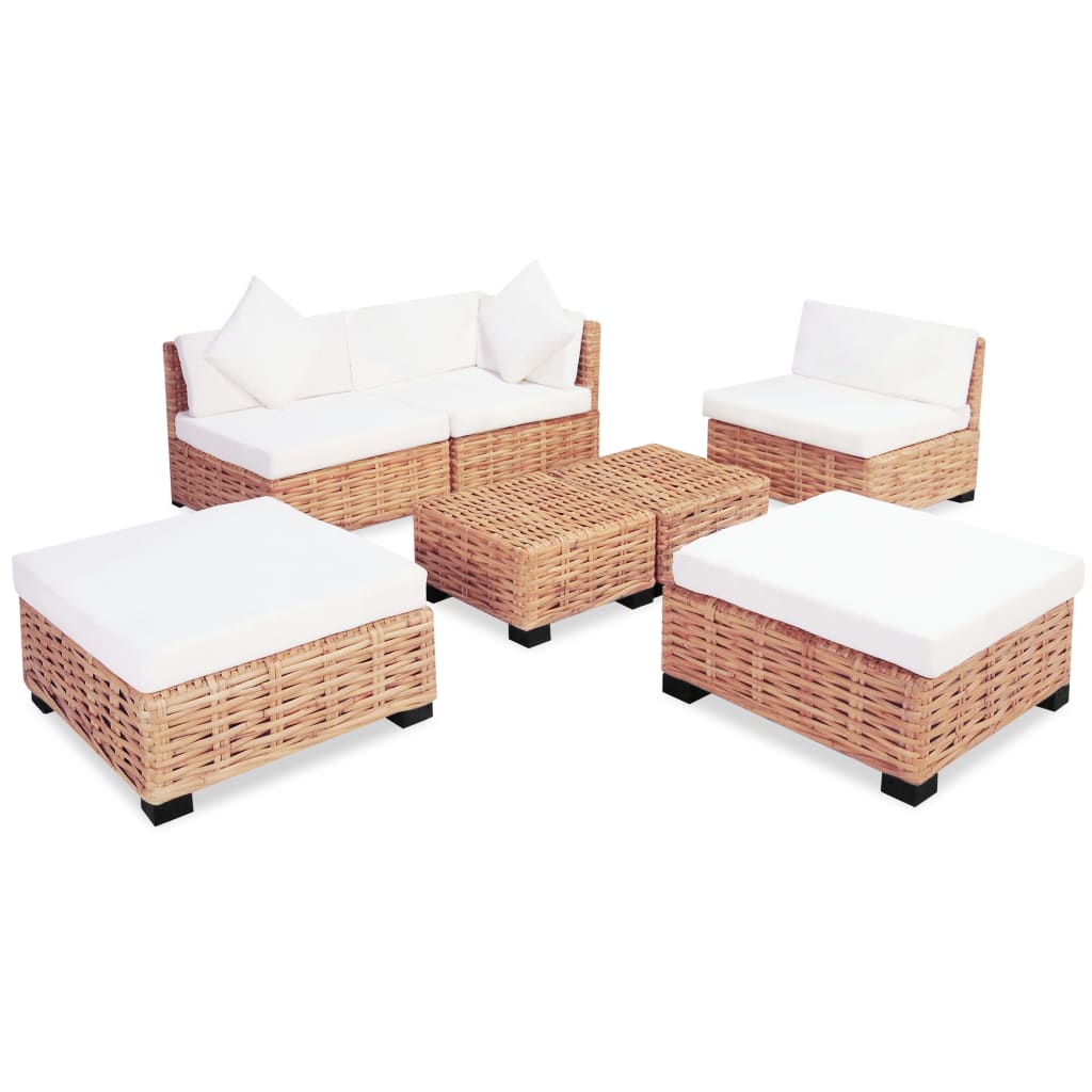 Loungeset Natuurlijk Rattan 18-Delig