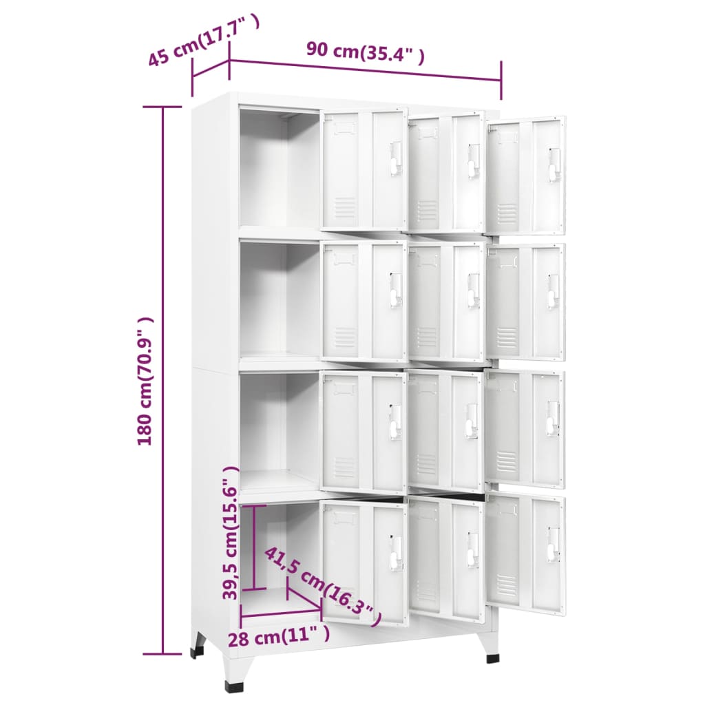 Lockerkast Met 12 Compartimenten 90X45X180 Cm