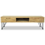 Tv-Meubel 120X35X35 Cm Massief Teakhout Zwart