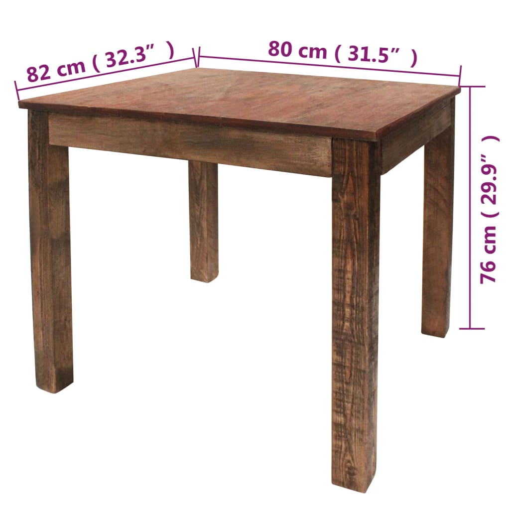 Eettafel 82X80X76 Cm Gemengd Gerecycled Hout Zwart