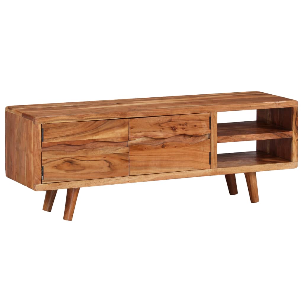 Tv-Meubel Met Bewerkte Deuren 117X30X40 Cm Massief Acaciahout Heldergroen
