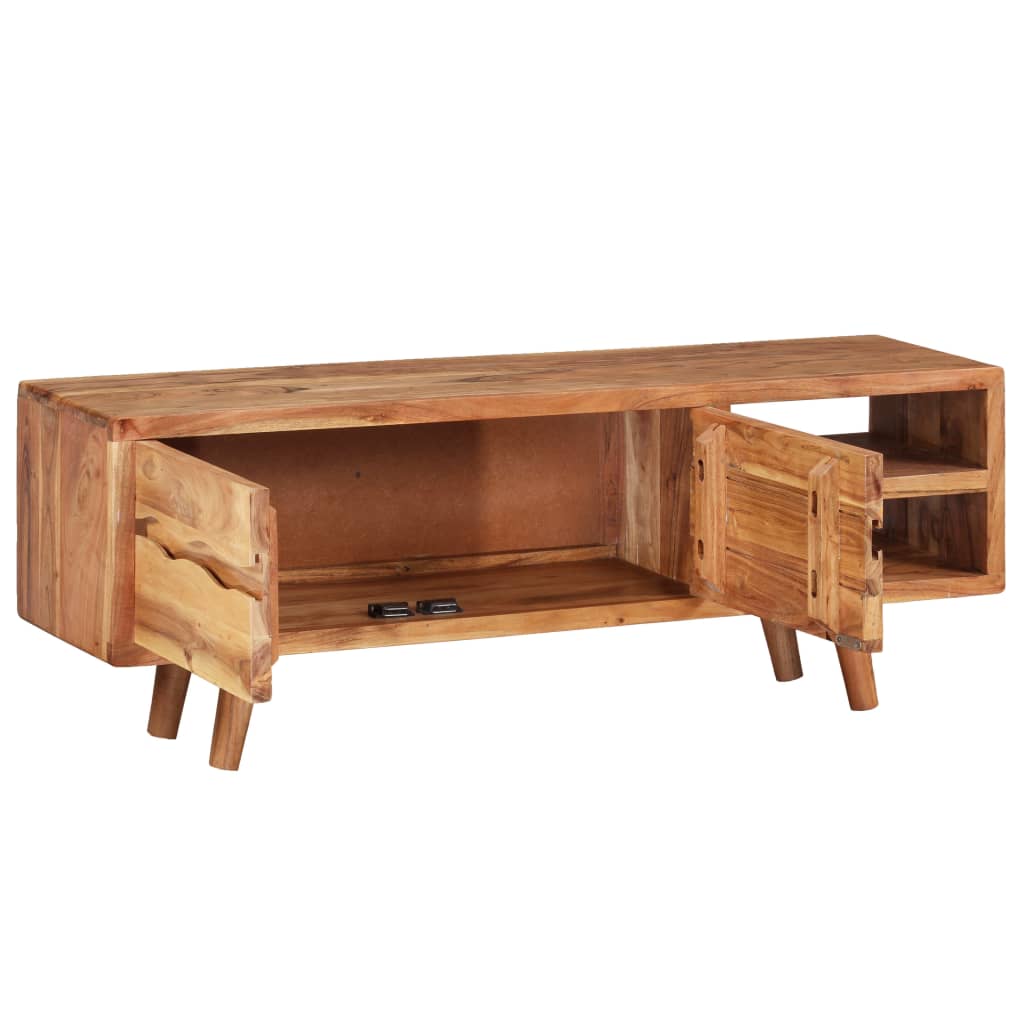 Tv-Meubel Met Bewerkte Deuren 117X30X40 Cm Massief Acaciahout Heldergroen