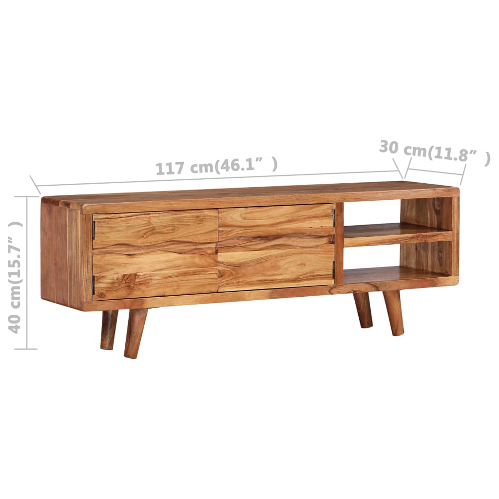Tv-Meubel Met Bewerkte Deuren 117X30X40 Cm Massief Acaciahout Heldergroen