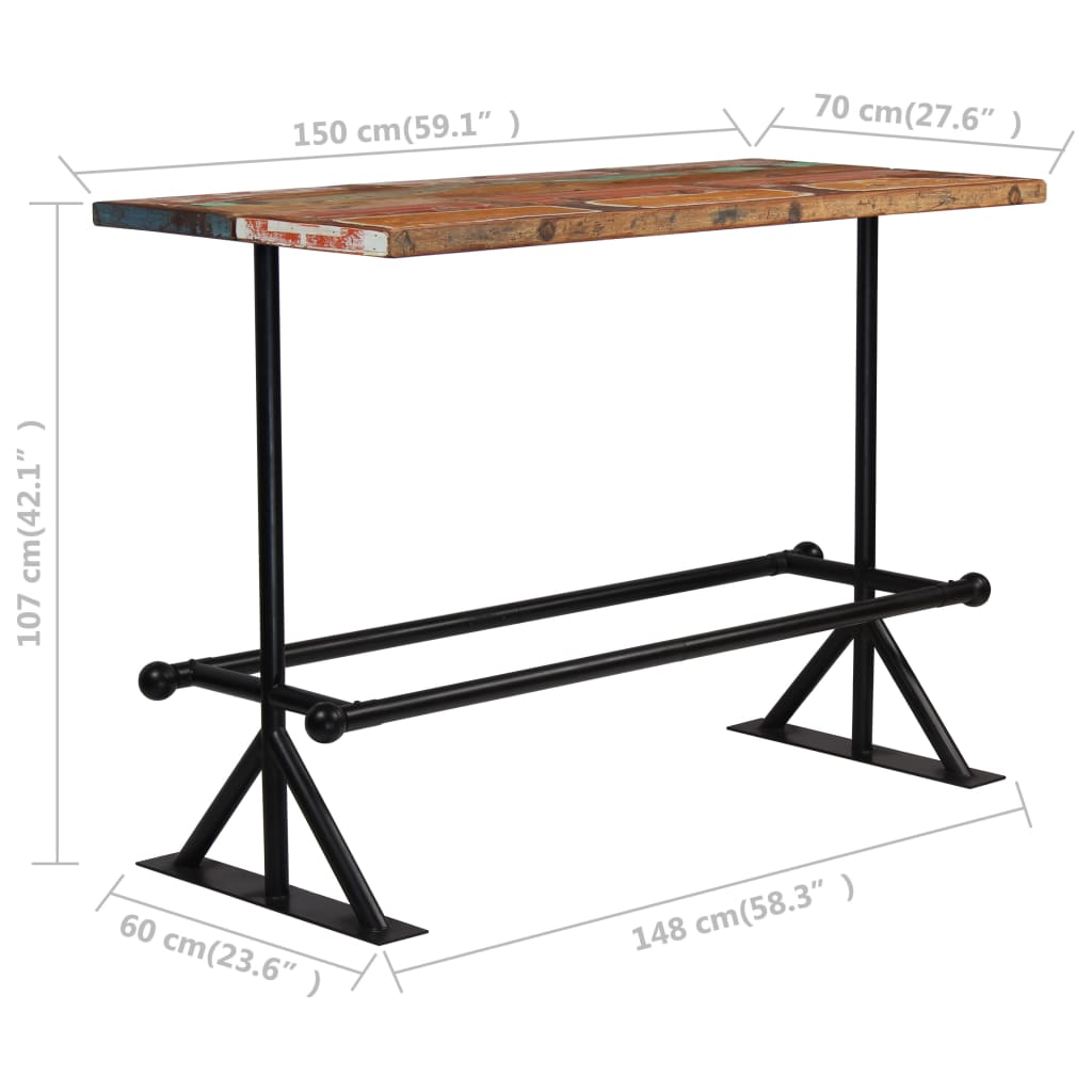 Bartafel Massief Gerecycled Hout Meerkleurig