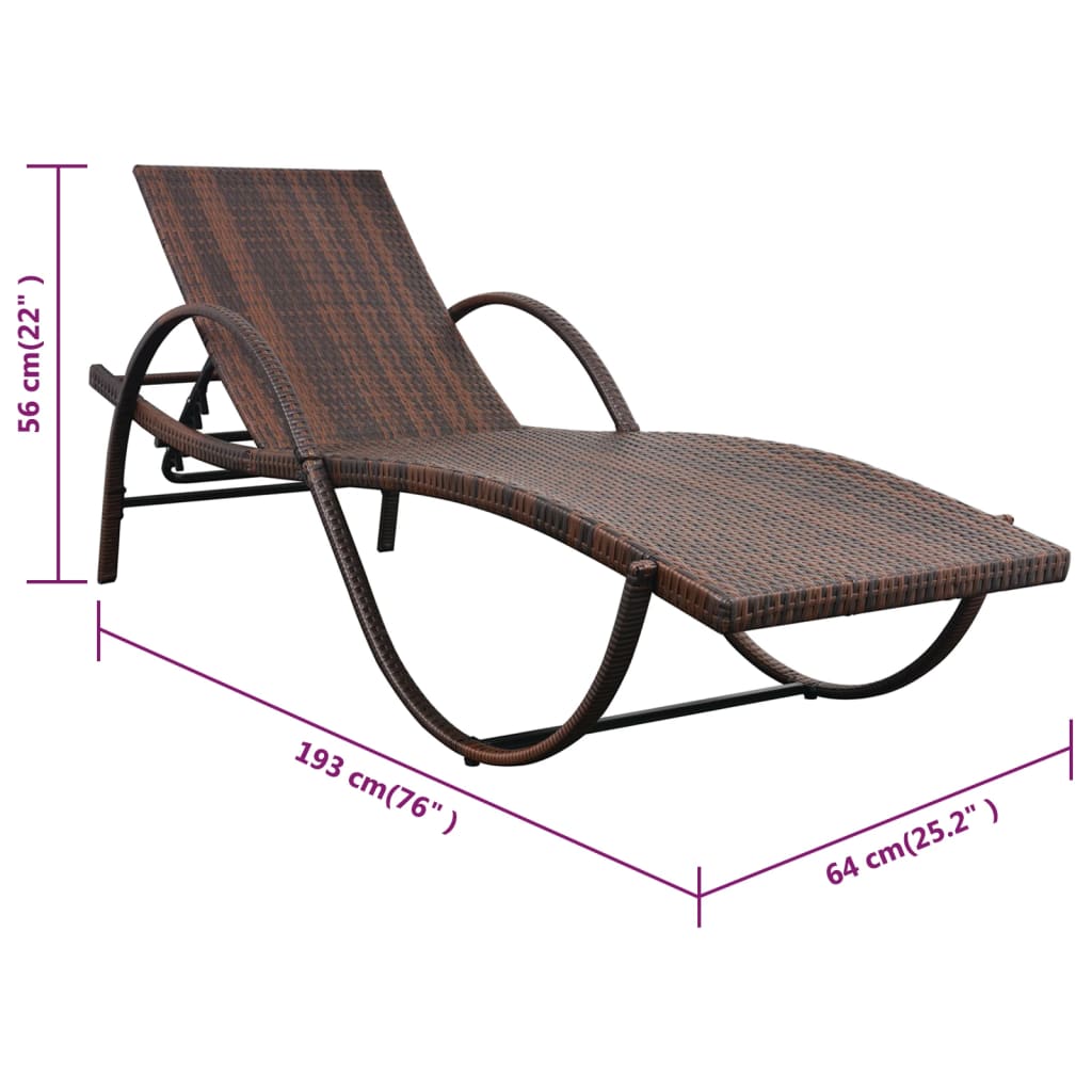 Ligbedden 2 St Met Tafel Poly Rattan