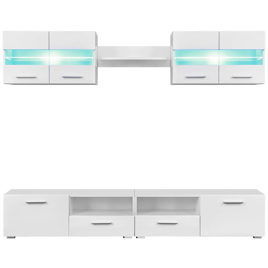 Tv-Wandmeubelset Met Led-Verlichting Hoogglans 5-Delig