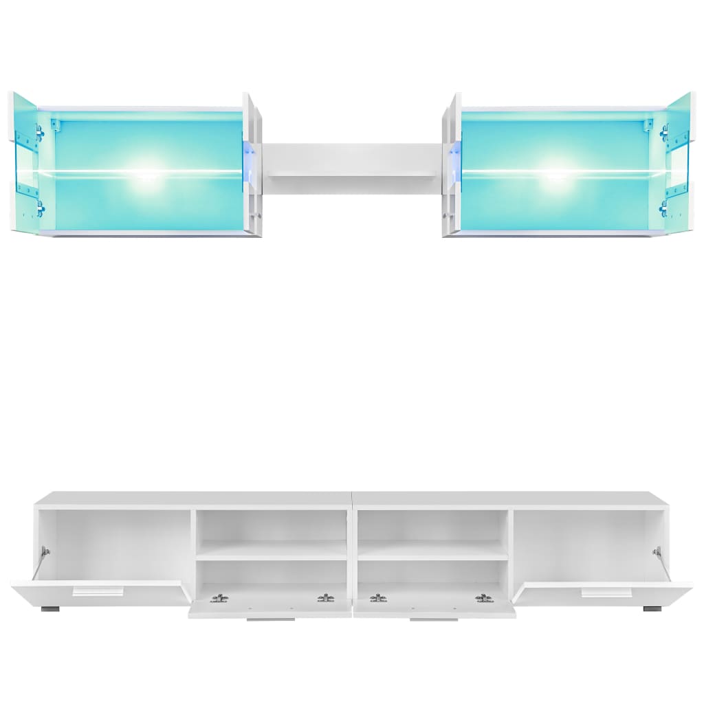Tv-Wandmeubelset Met Led-Verlichting Hoogglans 5-Delig