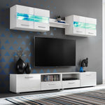 Tv-Wandmeubelset Met Led-Verlichting Hoogglans 5-Delig