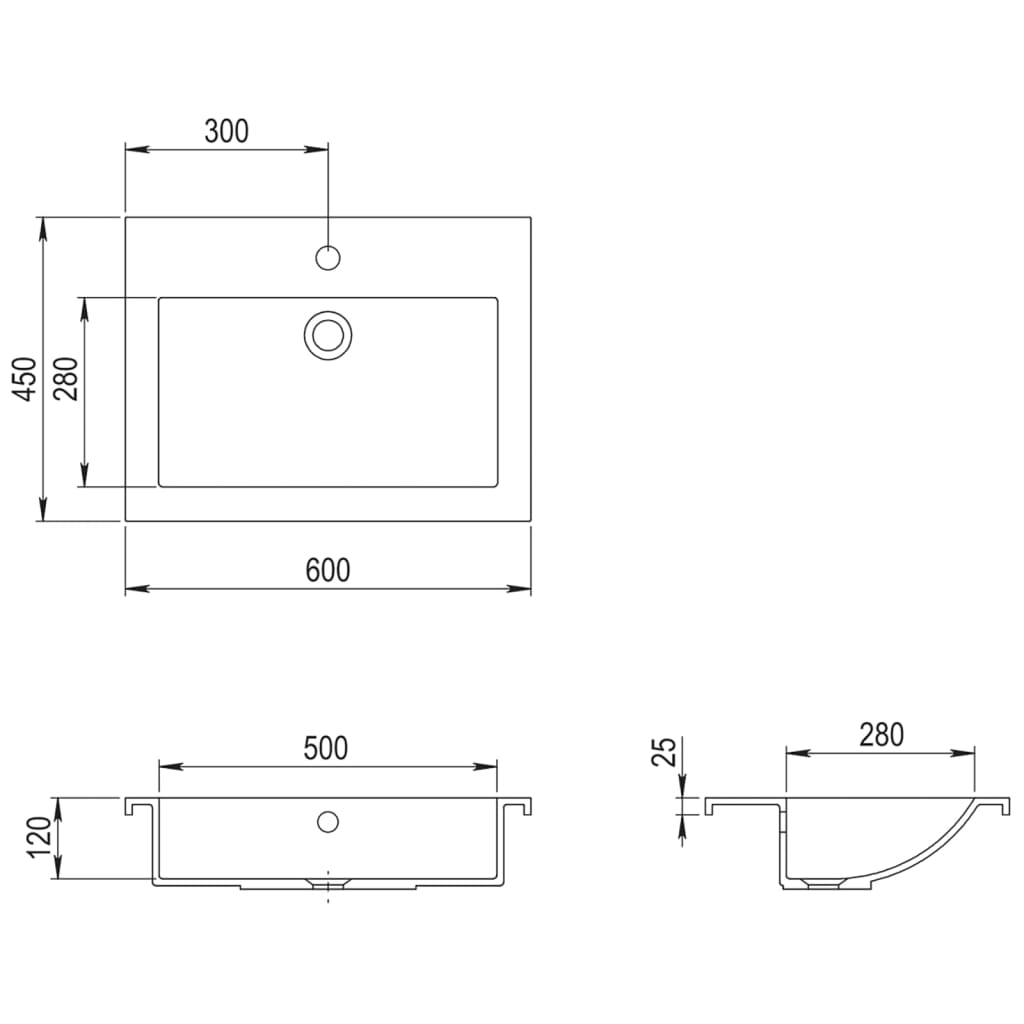 Wasbak 600X450X120 Mm Graniet