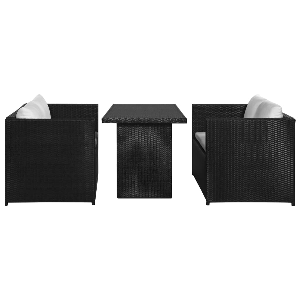 -Delige Loungeset Met Kussens Poly Rattan