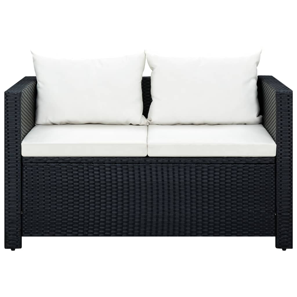 -Delige Loungeset Met Kussens Poly Rattan