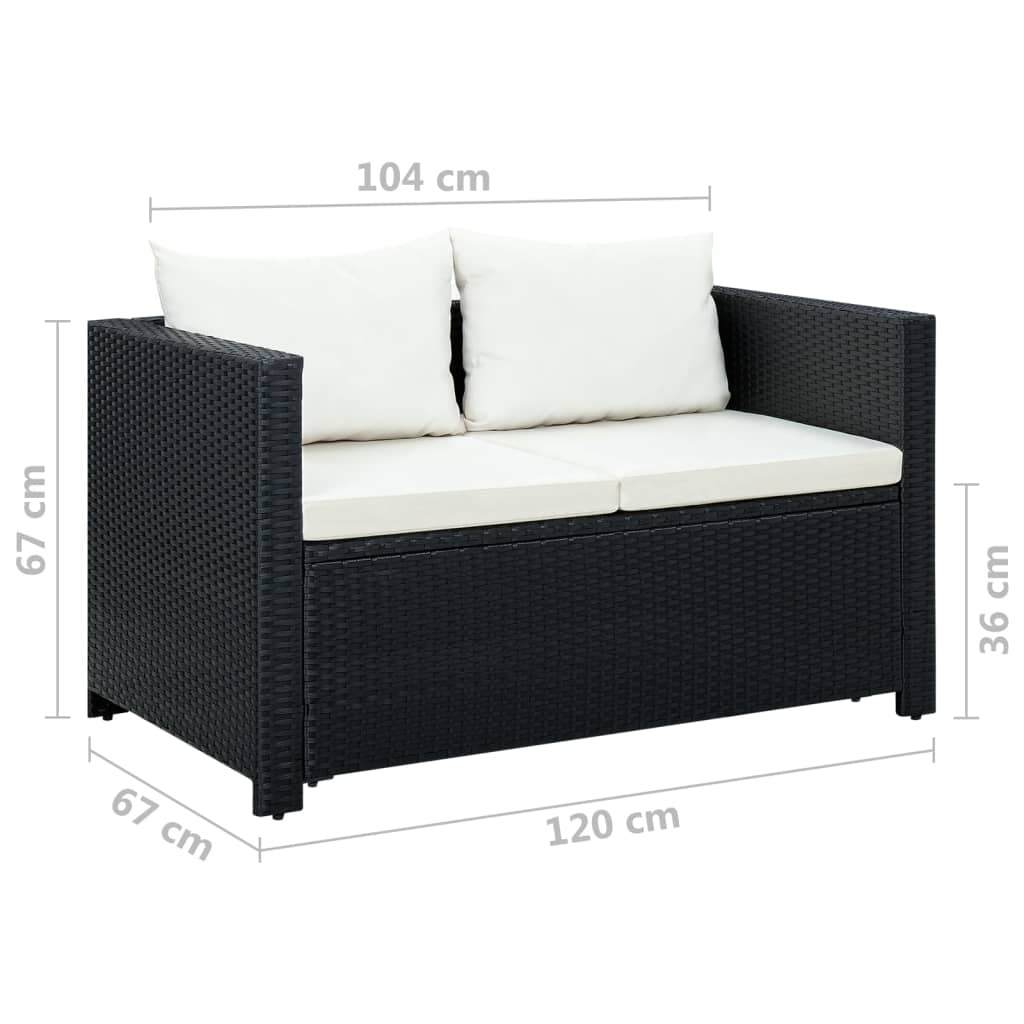 -Delige Loungeset Met Kussens Poly Rattan