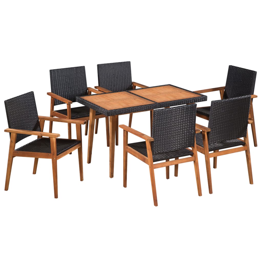 -Delige Tuinset Poly Rattan Zwart En Bruin