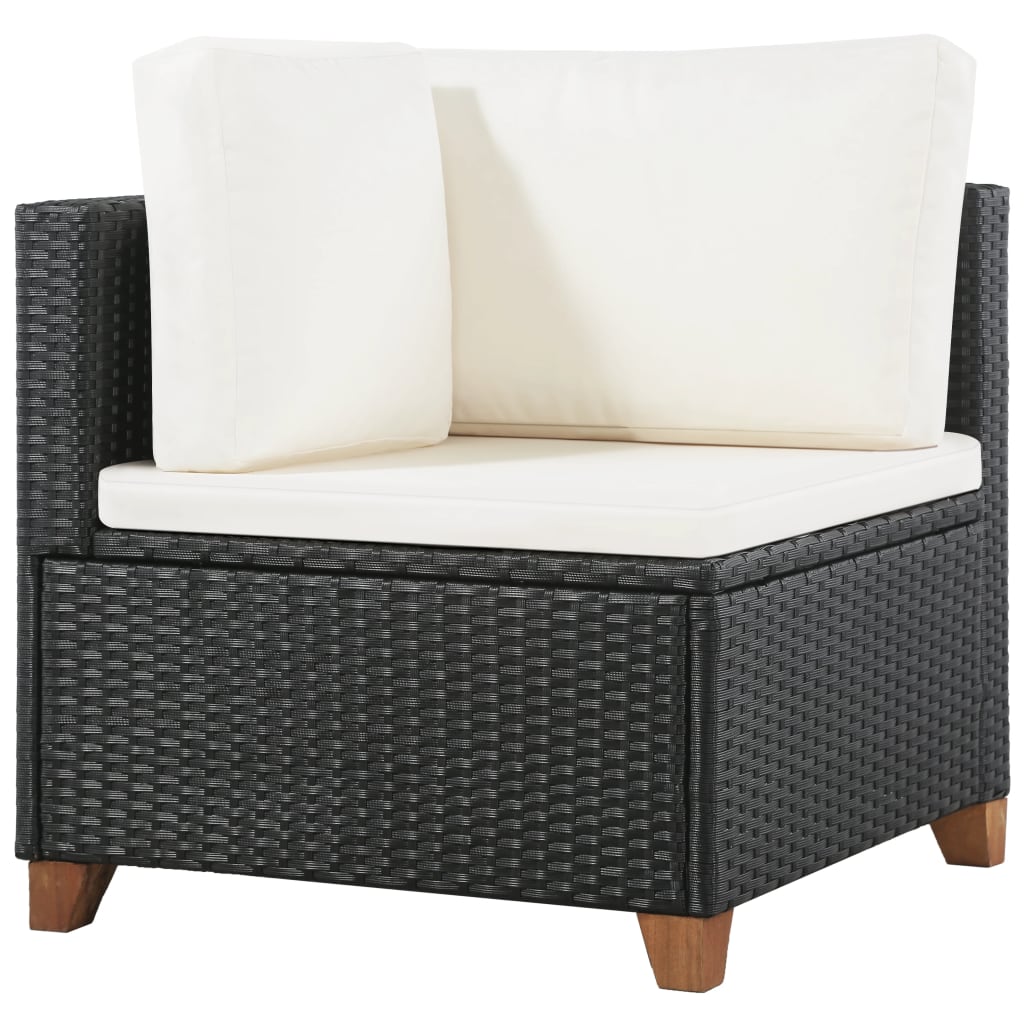 -Delige Loungeset Met Kussens Poly Rattan