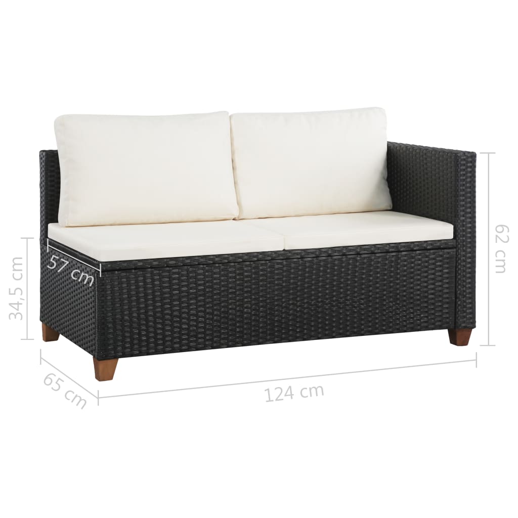 -Delige Loungeset Met Kussens Poly Rattan