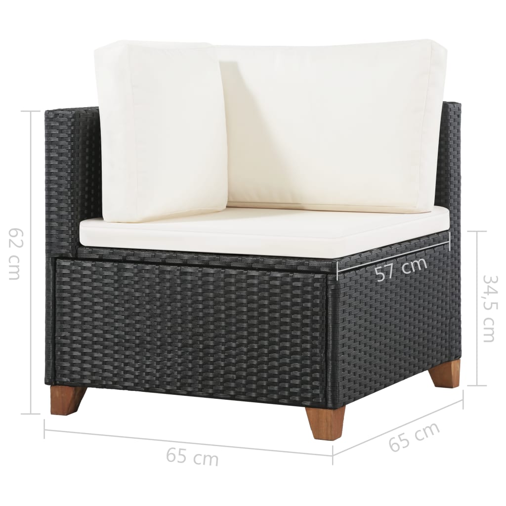 -Delige Loungeset Met Kussens Poly Rattan