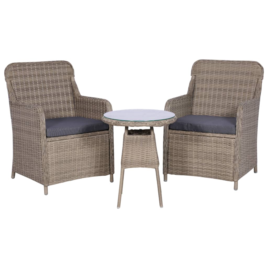 -Delige Bistroset Met Kussens Poly Rattan Bruin