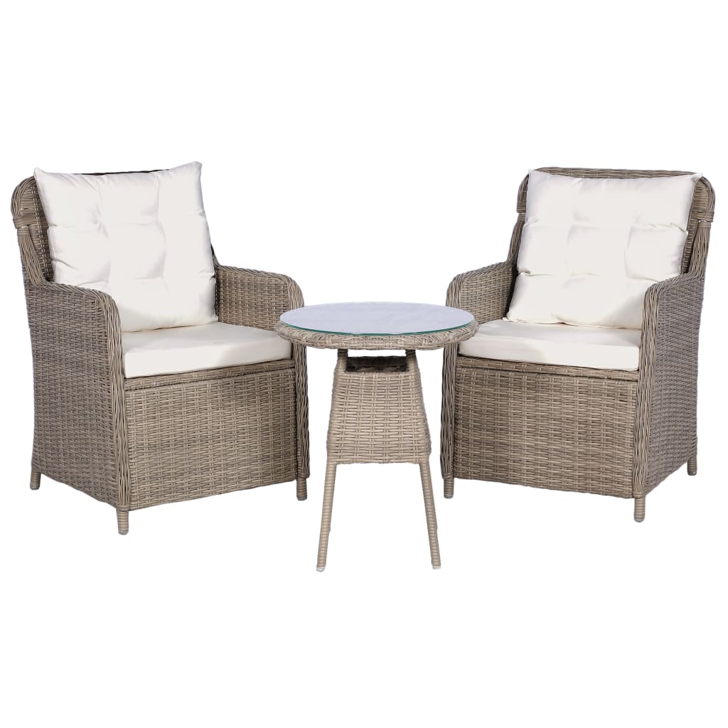 -Delige Bistroset Met Kussens Poly Rattan Bruin