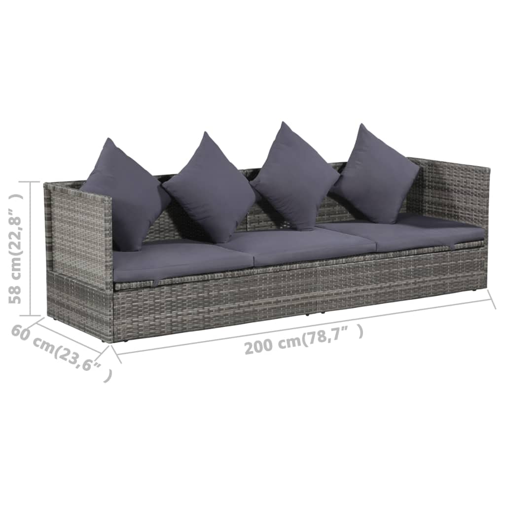 Tuinbed 200X60 Cm Poly Rattan