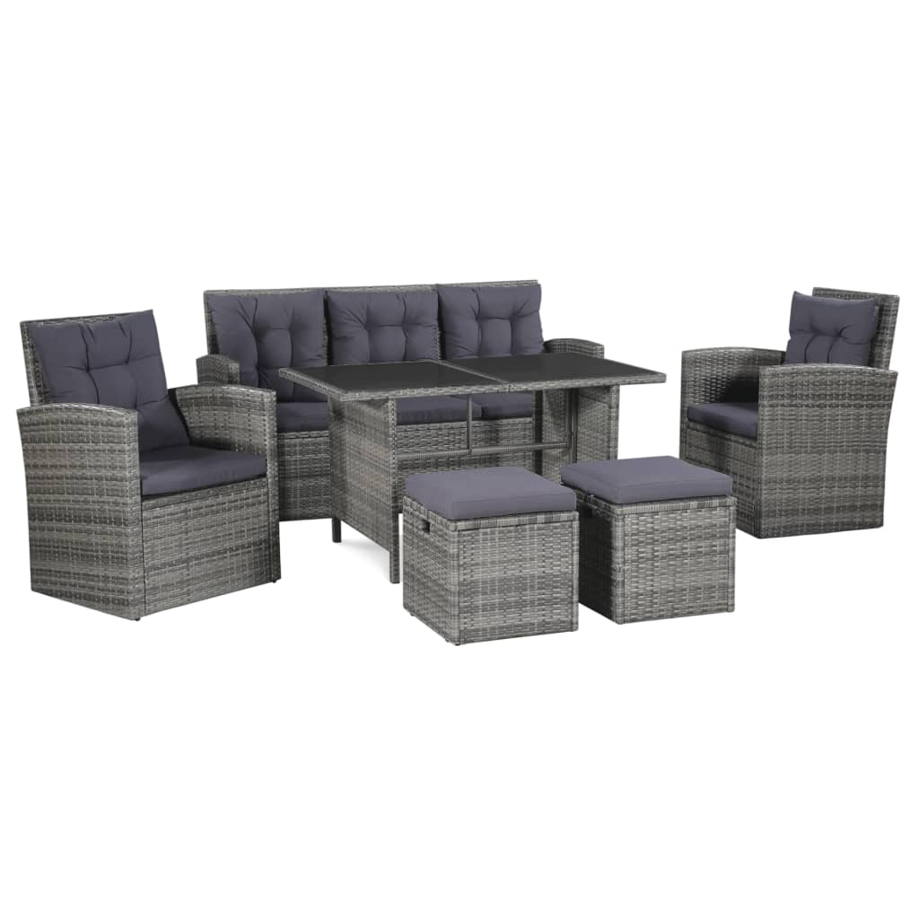 -Delige Tuinset Met Kussens Poly Rattan