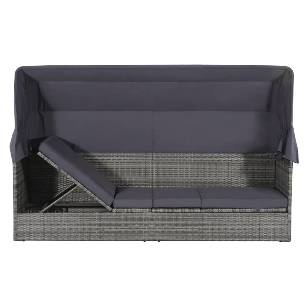 Tuinbed Met Luifel 205X62 Cm Poly Rattan