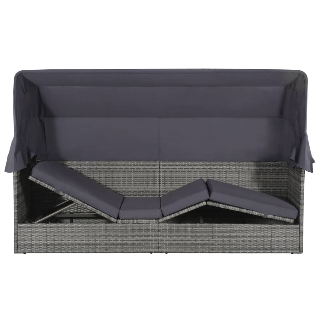 Tuinbed Met Luifel 205X62 Cm Poly Rattan