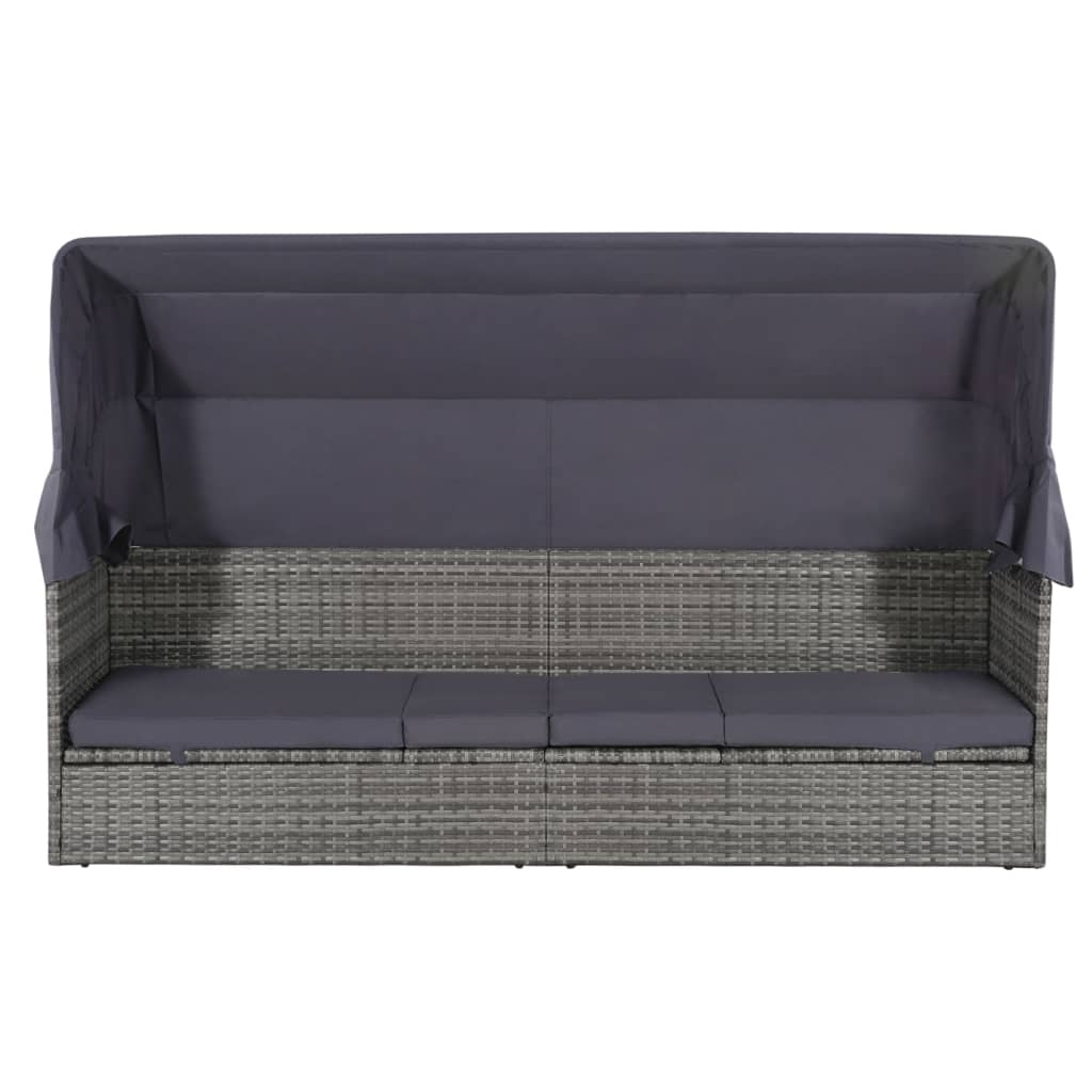 Tuinbed Met Luifel 205X62 Cm Poly Rattan