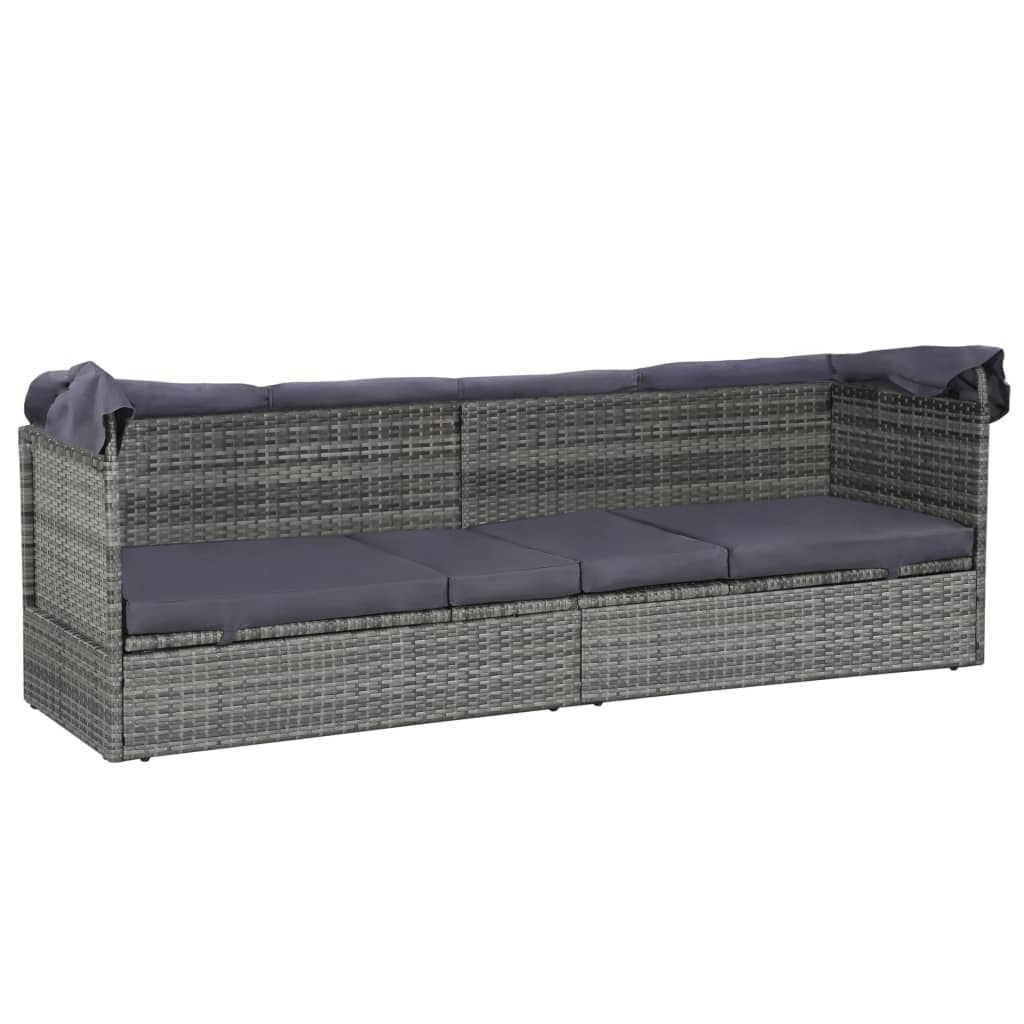 Tuinbed Met Luifel 205X62 Cm Poly Rattan