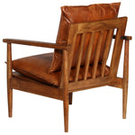 Fauteuil Echt Leer Met Acaciahout