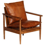 Fauteuil Echt Leer Met Acaciahout