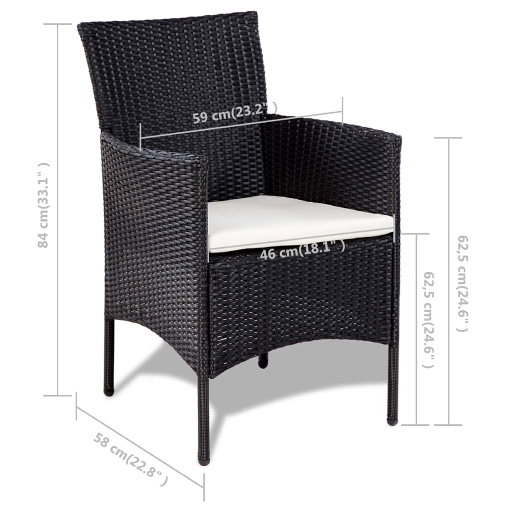 -Delige Loungeset Met Kussens Poly Rattan