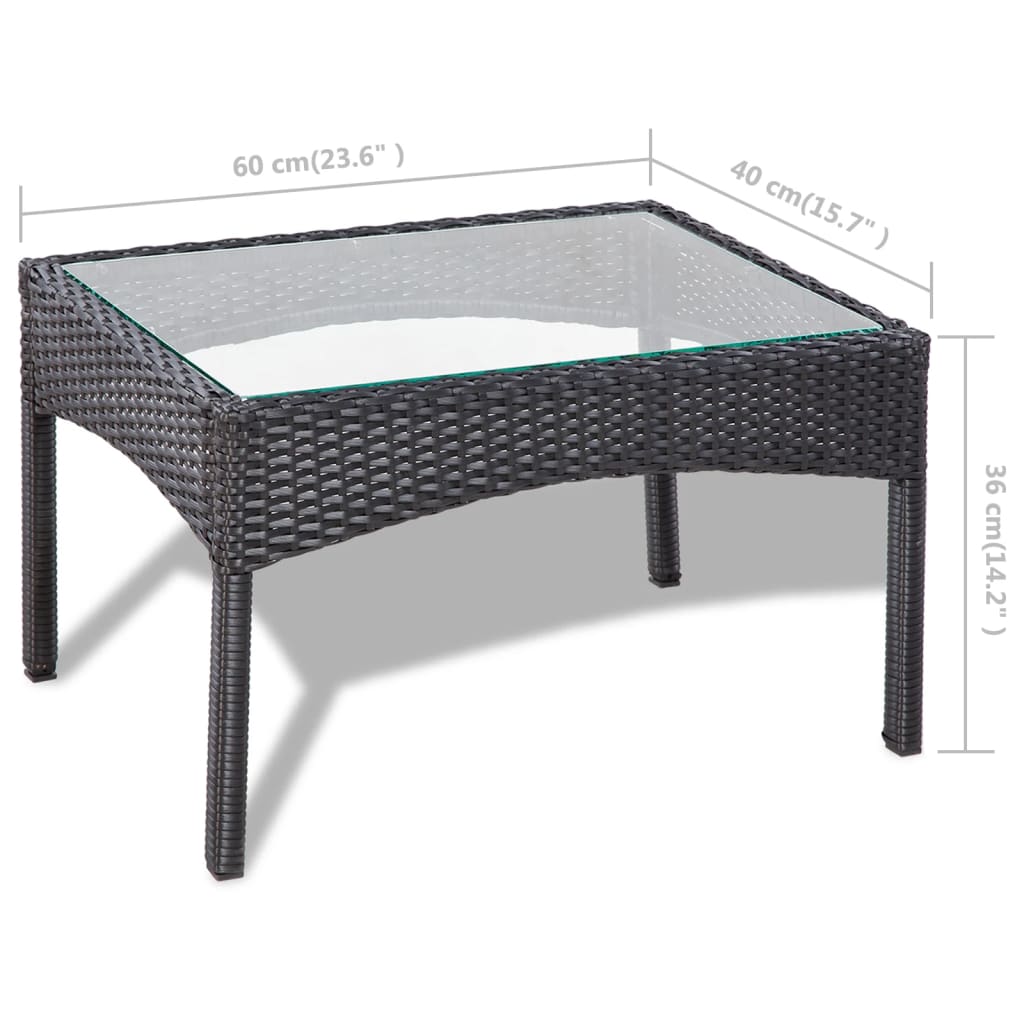 -Delige Loungeset Met Kussens Poly Rattan