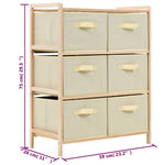 Opbergmeubel Met 6 Stoffen Manden Cederhout Beige
