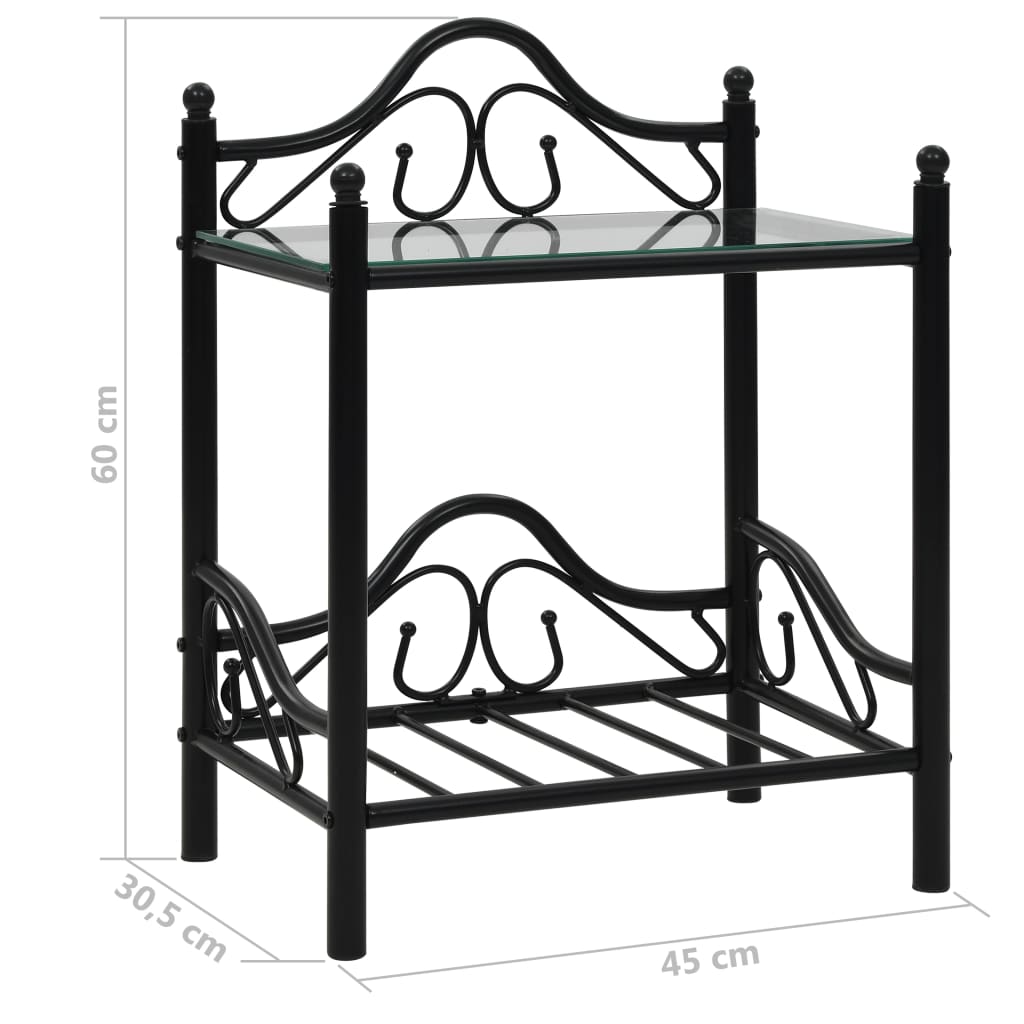 Nachtkastje 45X30,5X60 Cm Staal En Gehard Glas