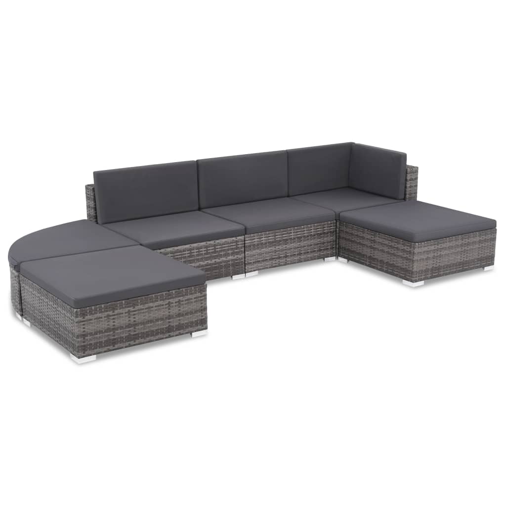 -Delige Loungeset Met Kussens Poly Rattan